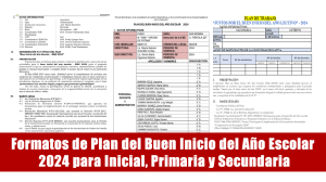 Formatos de Plan del Buen Inicio del Año Escolar 2024 para Inicial ...