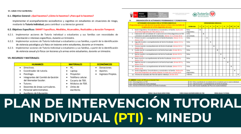 Plan de Intervención Tutorial Individual (PTI) – MINEDU