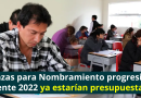 Plazas para Nombramiento progresivo docente 2022 ya estarían presupuestadas