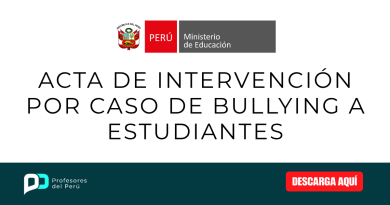 ACTA DE INTERVENCIÓN POR CASO DE BULLYING A ESTUDIANTES