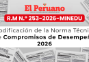 Modificación de la Norma Técnica de Compromisos de Desempeño 2026 – R.M N.º 253-2026-MINEDU