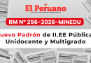 Nuevo Padrón de II.EE Públicas Unidocente y Multigrado
