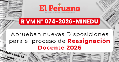Aprueban nuevas Disposiciones para el proceso de Reasignación Docente 2026 – R V.M N° 074-2026-MINEDU