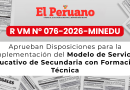 Disposiciones para la implementación del Modelo de Servicio Educativo de Secundaria con Formación Técnica