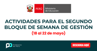 Actividades para el segundo bloque de semana de gestión [18 al 22 de mayo]