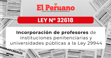 Ley que incorpora a docentes de establecimientos penitenciarios y universidades públicas en la Ley de Reforma Magisterial