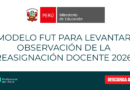 Modelo FUT para levantar OBSERVACIÓN de la reasignación docente 2026