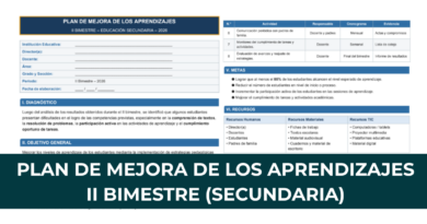 PLAN DE MEJORA DE LOS APRENDIZAJES – II BIMESTRE (SECUNDARIA)