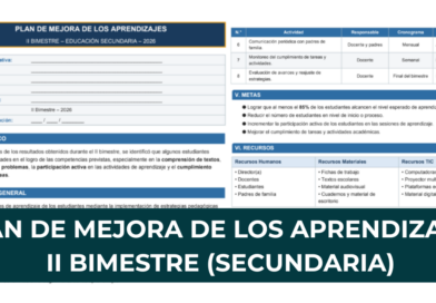 PLAN DE MEJORA DE LOS APRENDIZAJES – II BIMESTRE (SECUNDARIA)