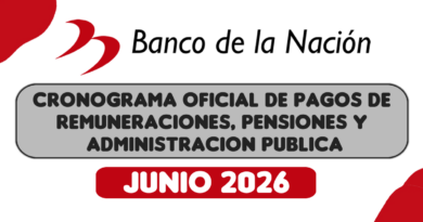 CRONOGRAMA DE PAGOS Banco de la Nación (JUNIO 2026) Pago de Remuneraciones – Pensiones – Administración Pública