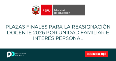Plazas finales para la reasignación docente 2026 por unidad familiar e interés personal