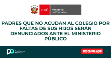 Padres que no acudan al colegio por faltas de sus hijos serán denunciados ante la Fiscalía